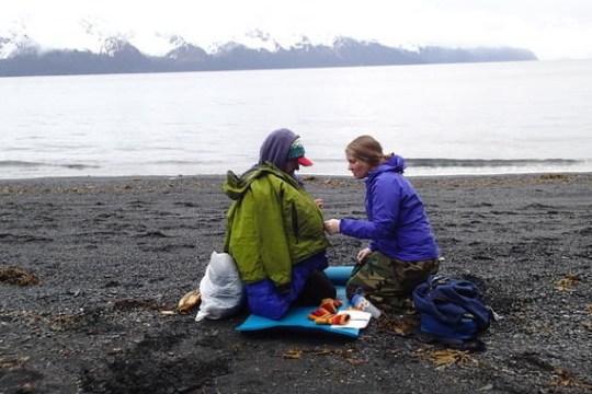 Participants of the Wilderness First Responder course near Seward, Alaska